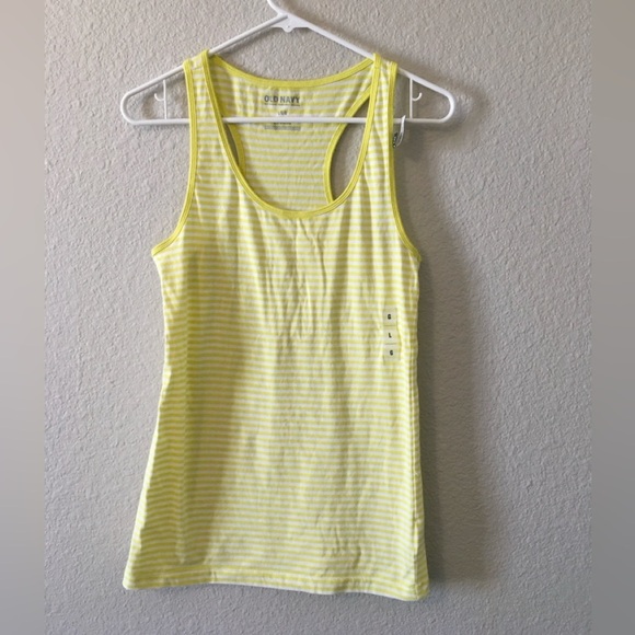 NWT Old Navy Yellow and White Striped Tank Top Large - Picture 1 of 4